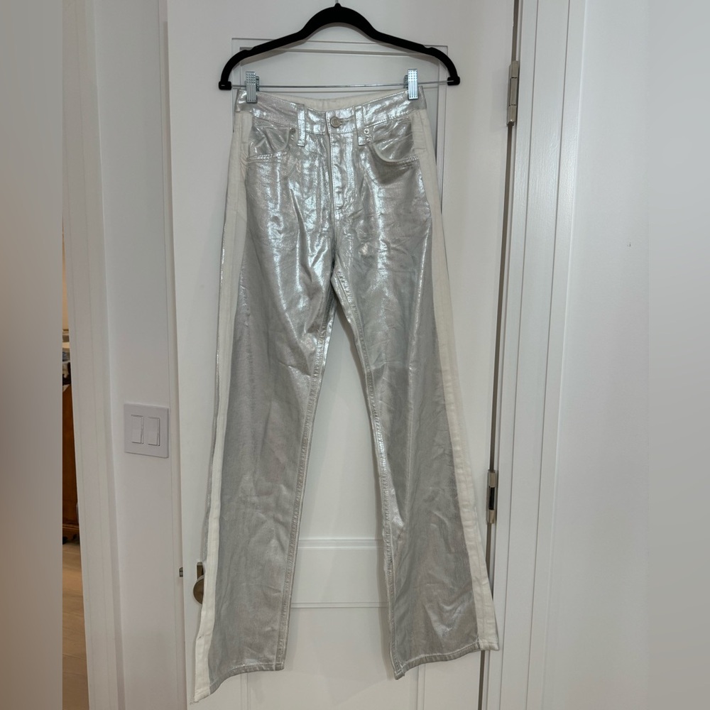 Zara silver metallic pants size 0 brand new